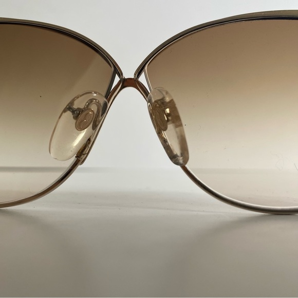 Yves Saint Laurent Vintage 80s Cat Eye Sunglasses Red Sparkle Enamel Gold Frame - Picture 12 of 16